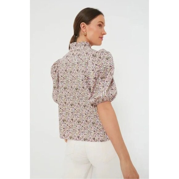 Hyacinth House by Tuckernuck Blush Floral Florence Blouse Shirt XXS Peasant NWT - Picture 4 of 9